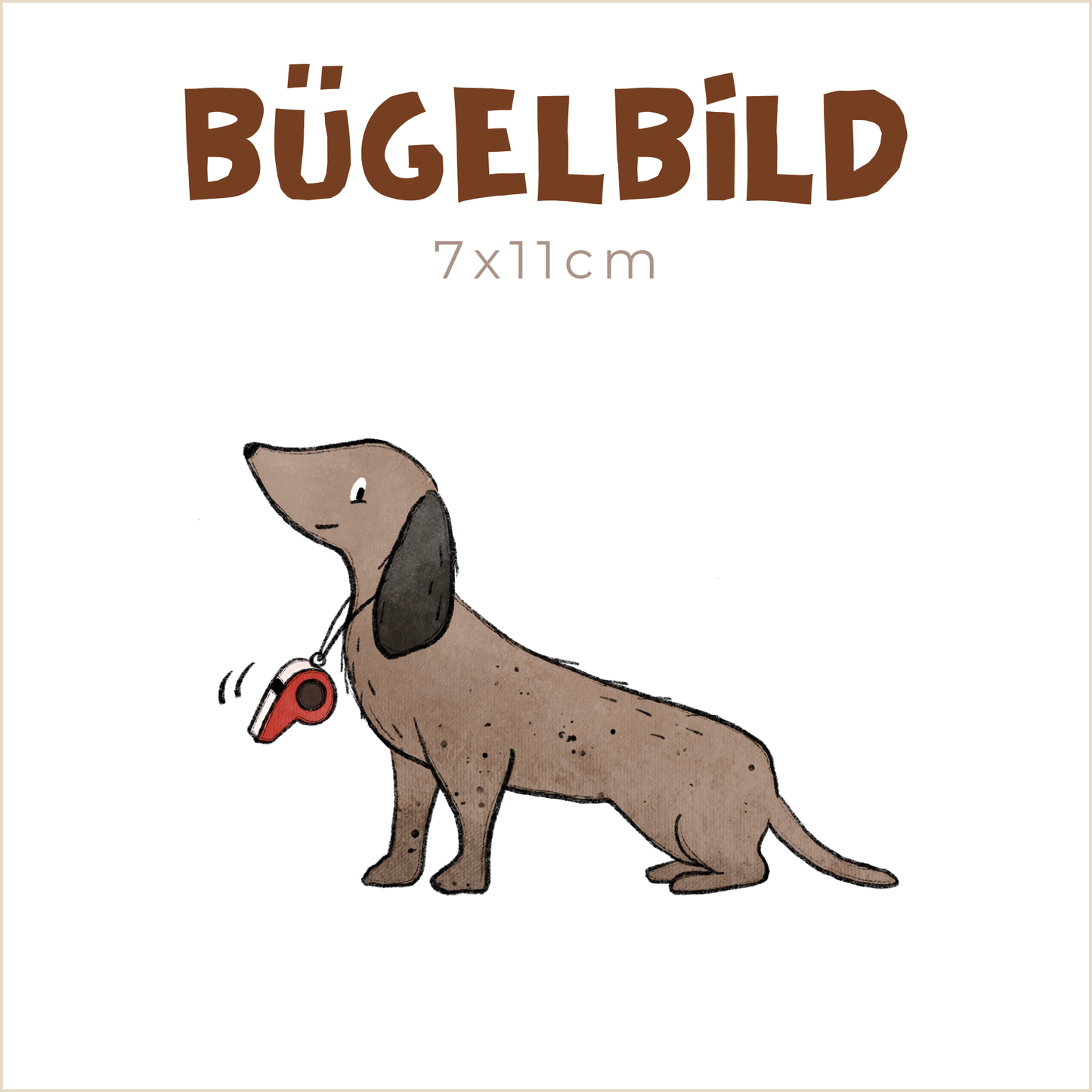 Bügelbild Dackel at the Beach – Pfeife | 7x11cm