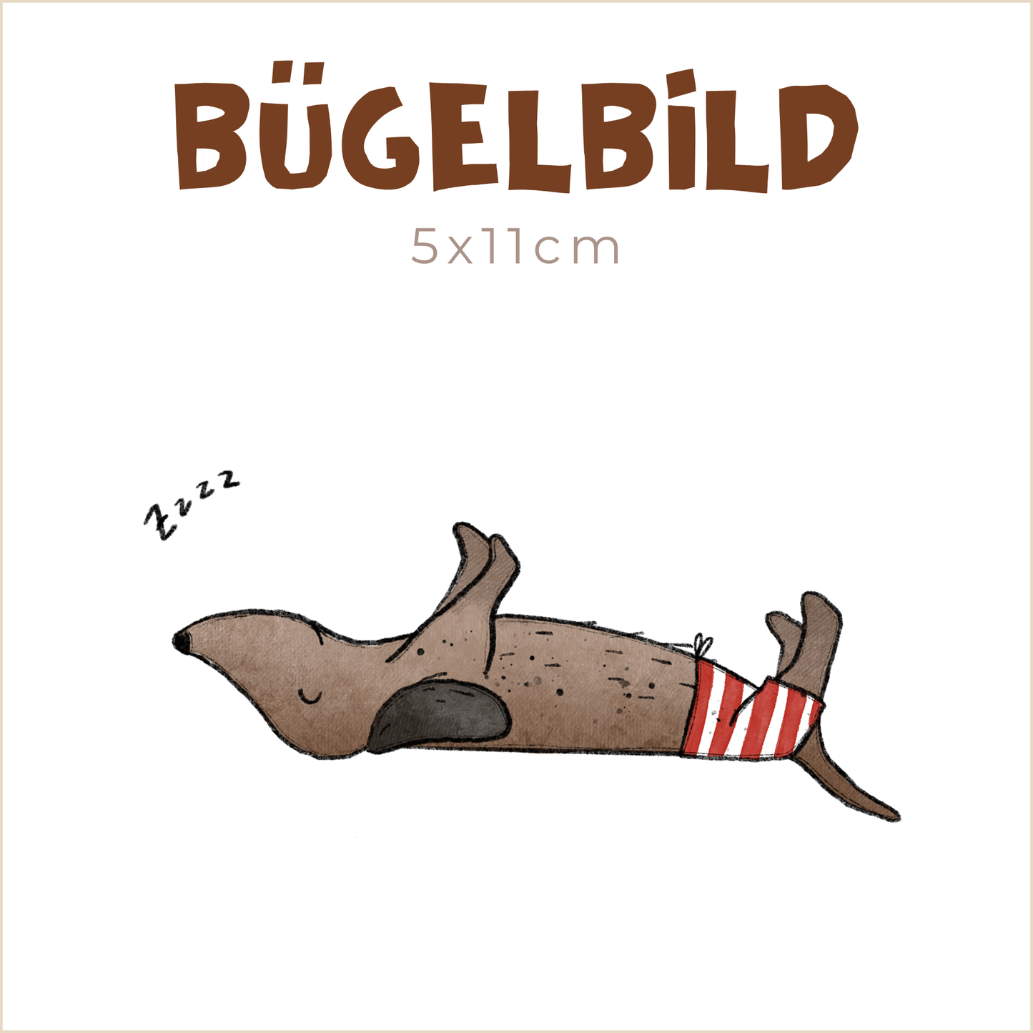 Bügelbild Dackel at the Beach – Siesta | 5x11cm