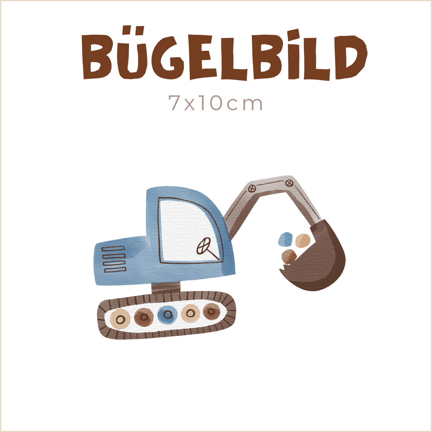 Bügelbild Diggers Time blau | 7x10cm