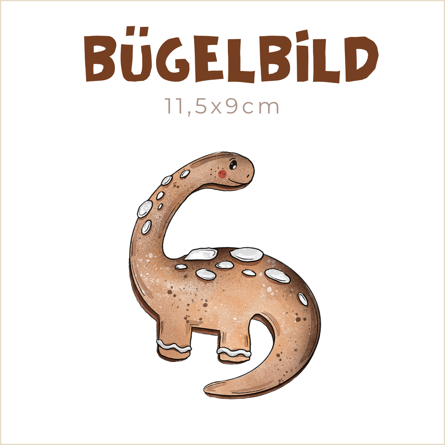Bügelbild Dino-Lebkuchen: Brachiosaurier | 11,5x9cm