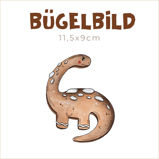 Bügelbild Dino-Lebkuchen: Brachiosaurier | 11,5x9cm