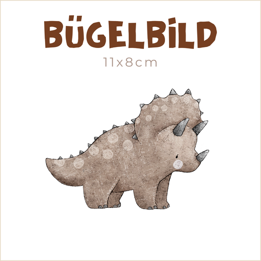 Bügelbild Dinos: Triceratops braun | 11x8cm
