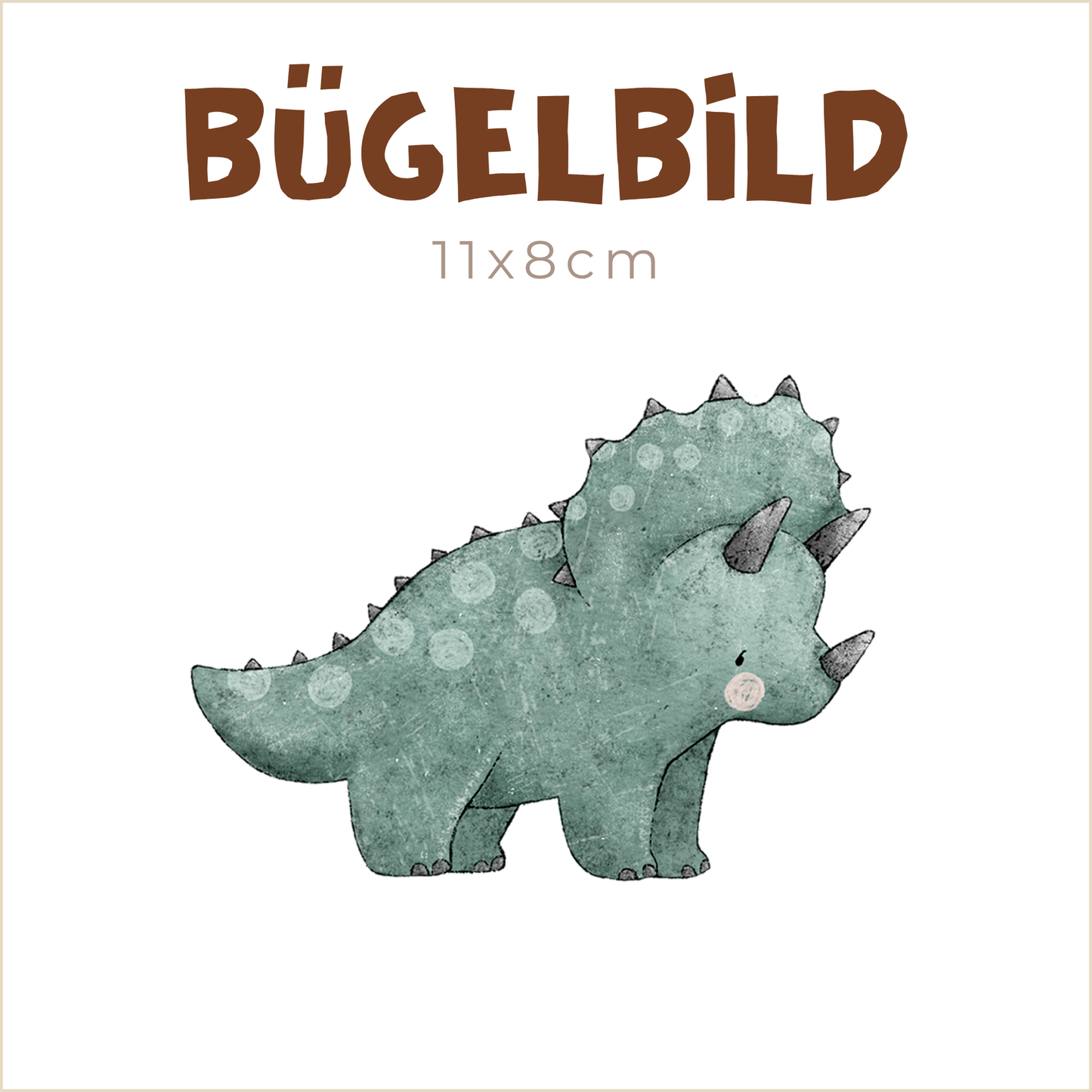Bügelbild Dinos: Triceratops grün | 11x8cm