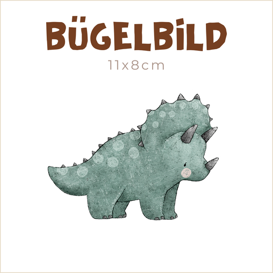 Bügelbild Dinos: Triceratops grün | 11x8cm