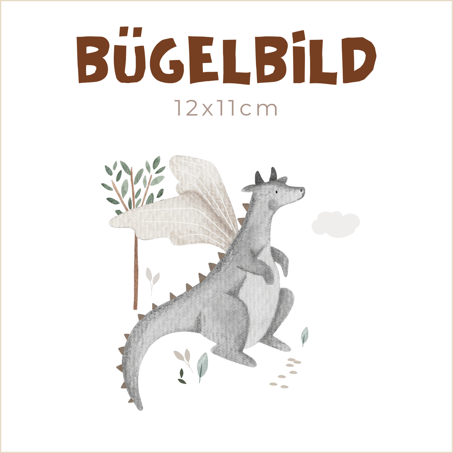Bügelbild Drache grau | 12x11cm