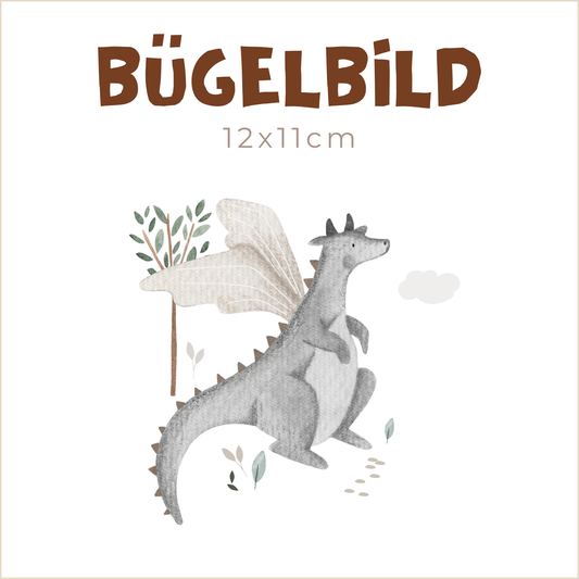 Bügelbild Drache grau | 12x11cm