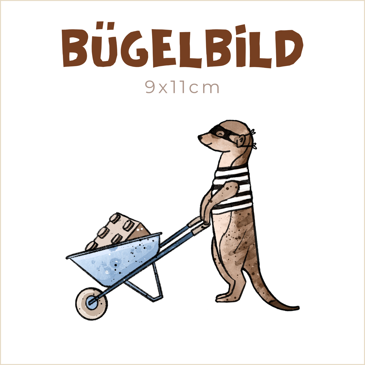Bügelbild Erdmännchen-Brüder Schubkarre | 9x11cm