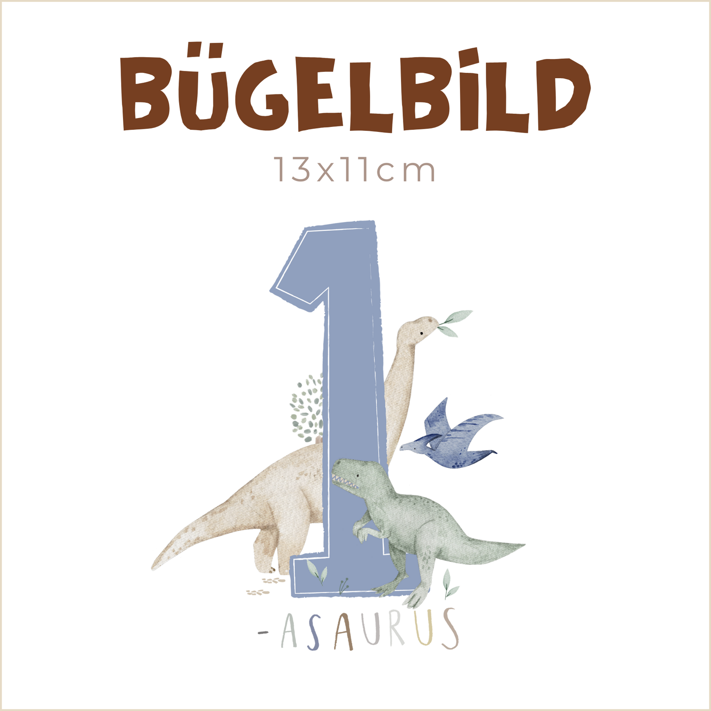 Bügelbild Geburtstag 1 blau | 13x11cm