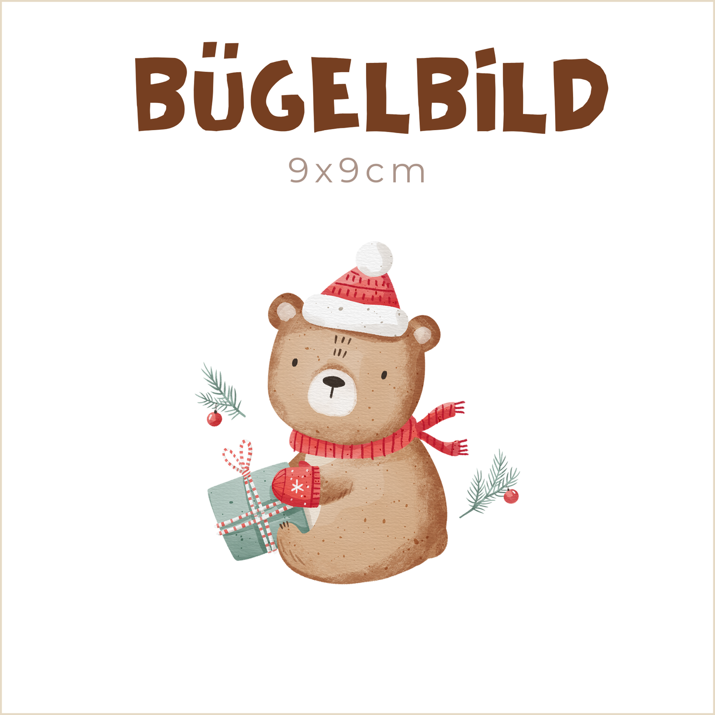 Bügelbild Geschenke-Bär | 9x9cm