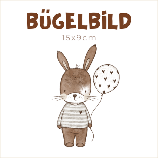 Bügelbild Hase und Luftballon | 15x9cm