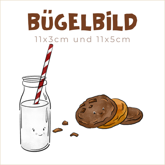 Bügelbild Milk and Cookies | 11x3cm und 11x5cm