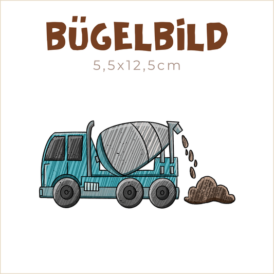 Bügelbild Mobile-Topia Betonmischer | 5,5x12,5cm
