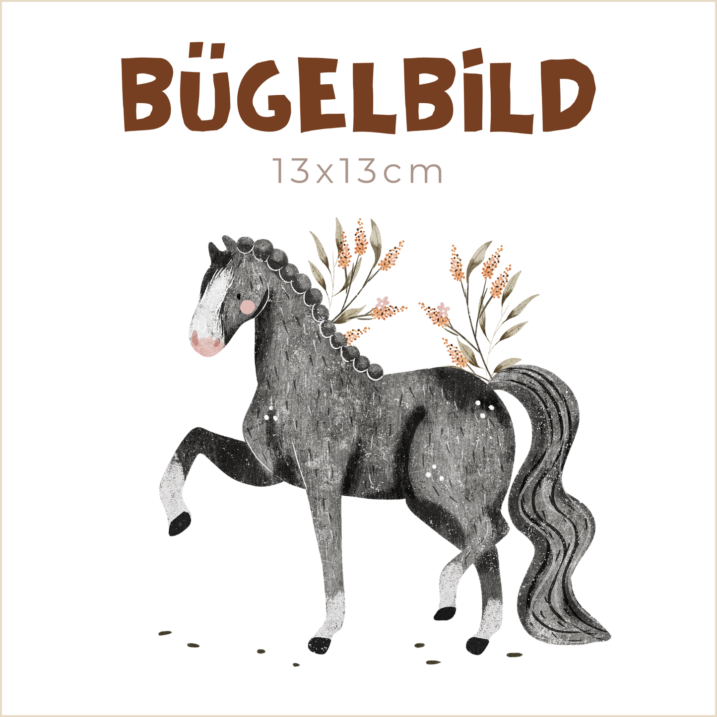 Bügelbild Pferd schwarz  | 13x13cm