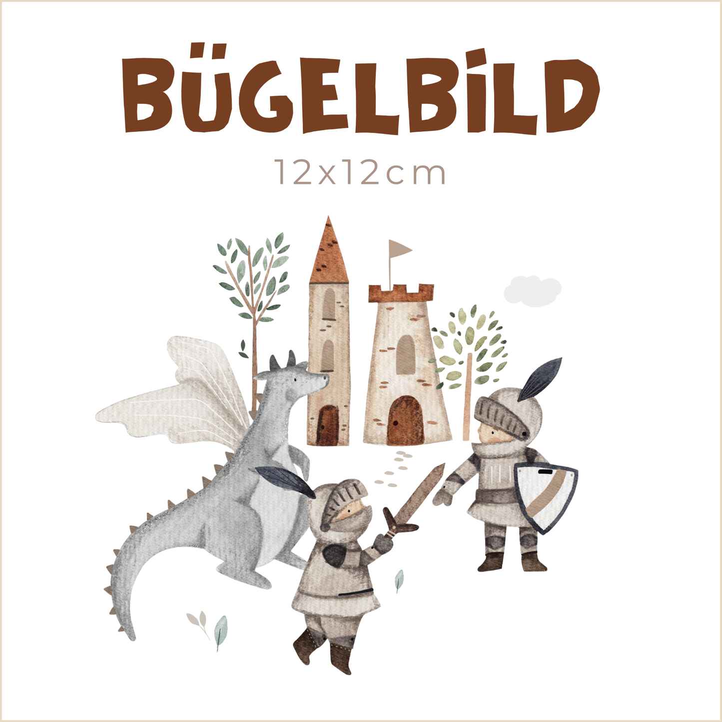Bügelbild Ritter und Drachen | 12x12cm