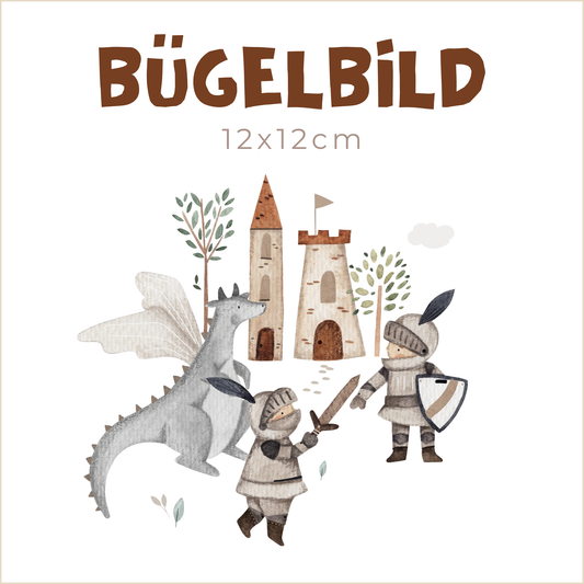 Bügelbild Ritter und Drachen | 12x12cm