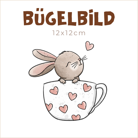 Bügelbild Tassen-Häschen | 12x12cm