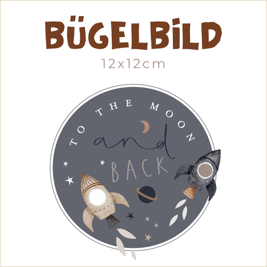 Bügelbild To the moon and back Kreis | 12x12cm