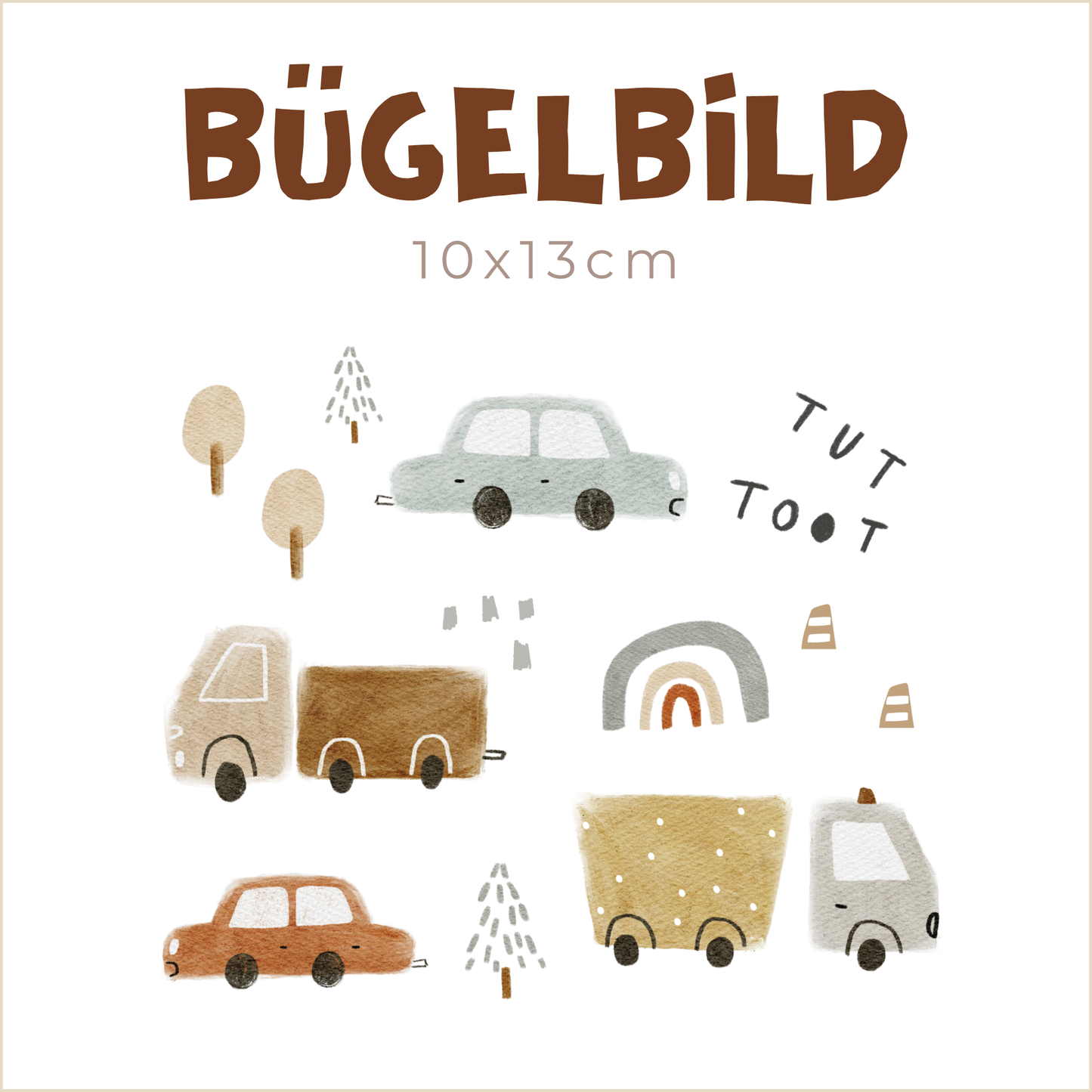Bügelbild Tuut to Town Cars | 10x13cm