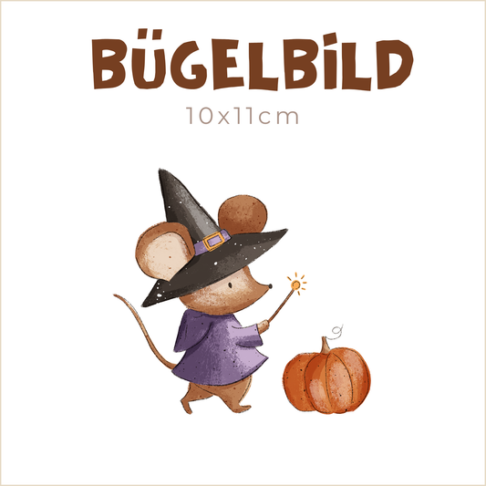 Bügelbild Wizard Mouse Kürbis | 10x11cm