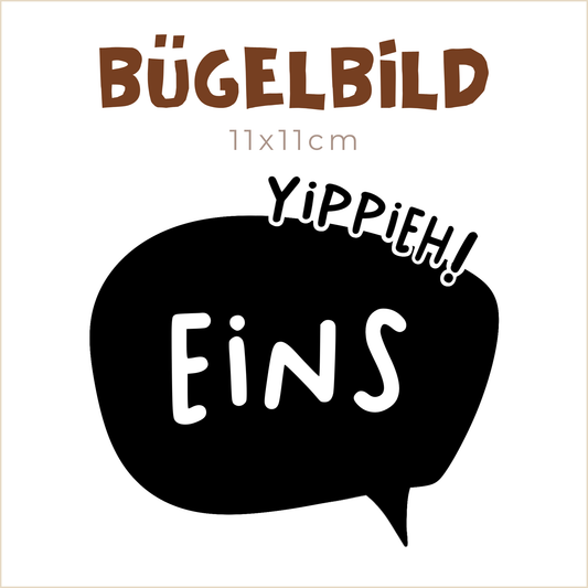Bügelbild Yippieh EINS | 11x11cm