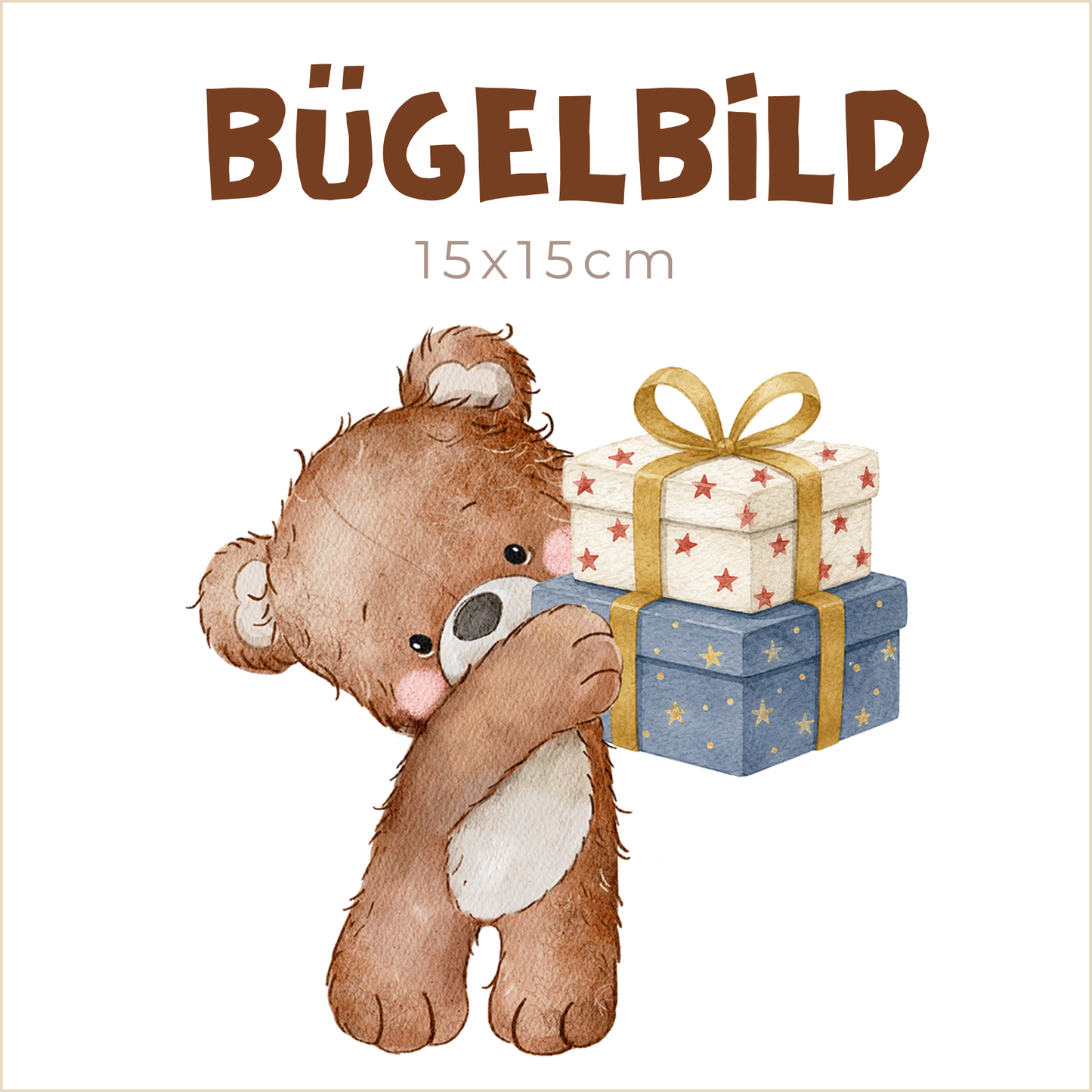 Bügelbild Christmas Bears: Geschenke | 15x15cm