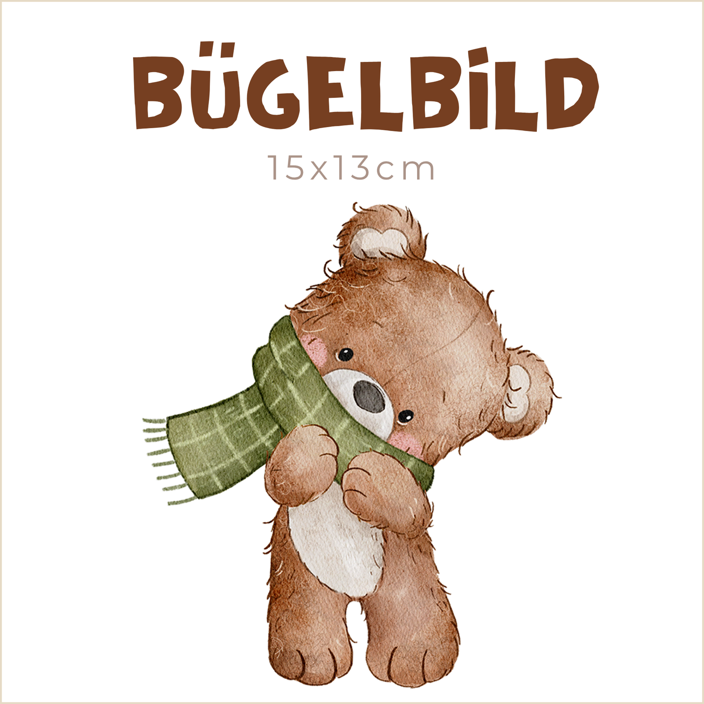 Bügelbild Christmas Bears: grüner Schal | 15x13cm