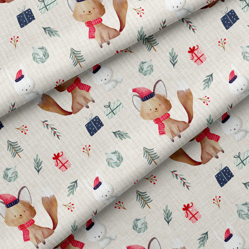 0.5m BIO French Terry Christmas Fox Linen