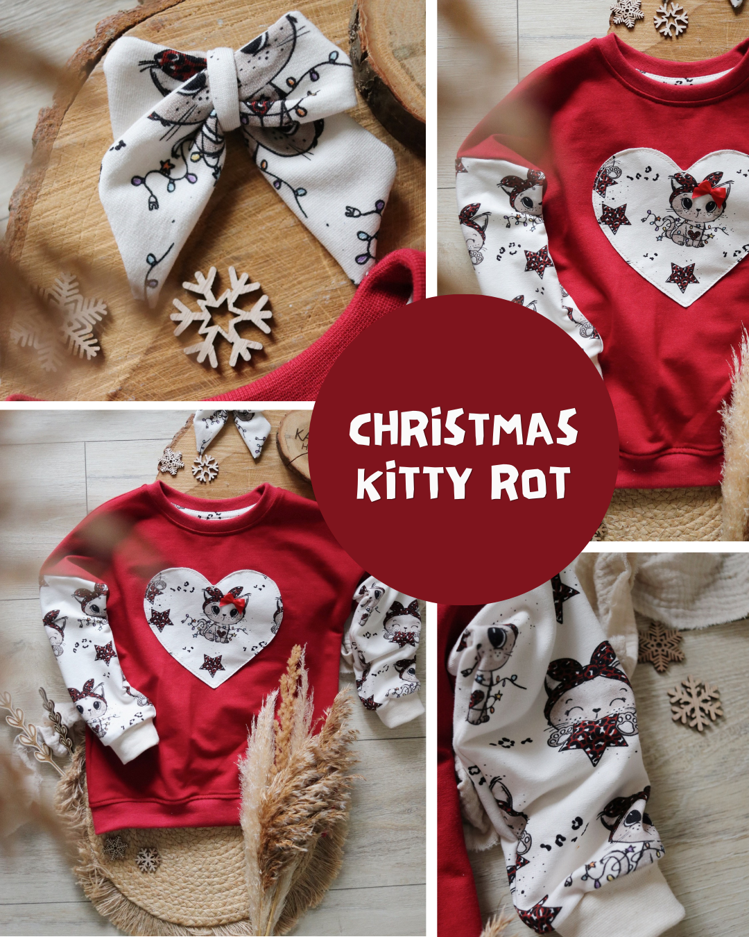 0.5m BIO French Terry Christmas Kitty rot