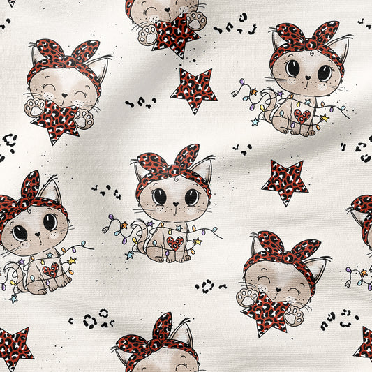 0.5m BIO French Terry Christmas Kitty rot