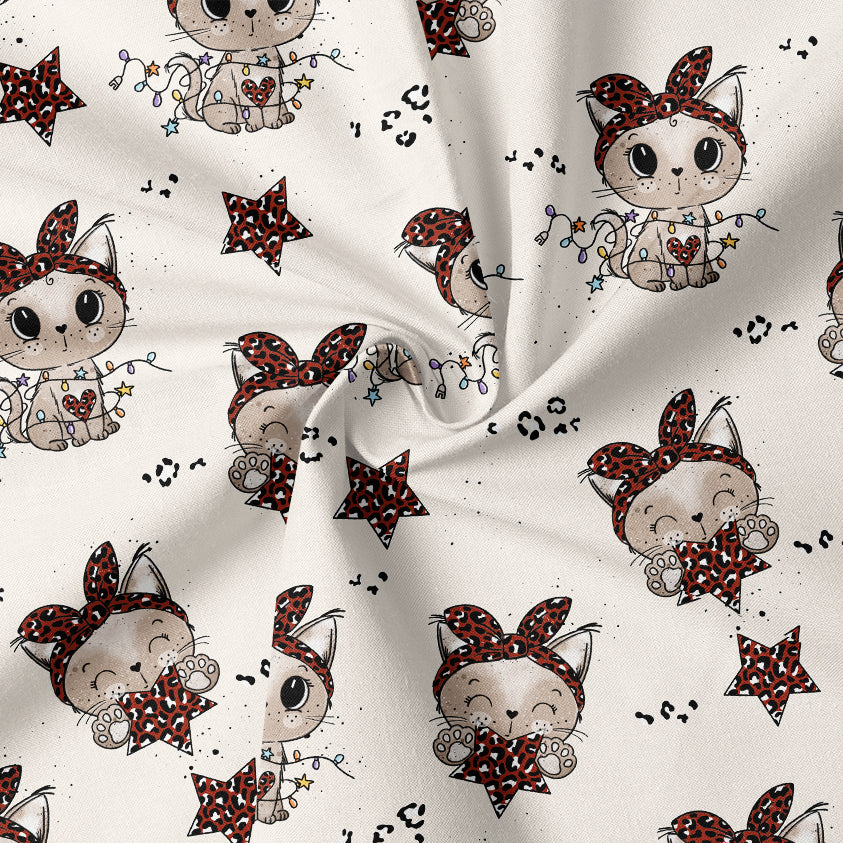 0.5m BIO French Terry Christmas Kitty rot