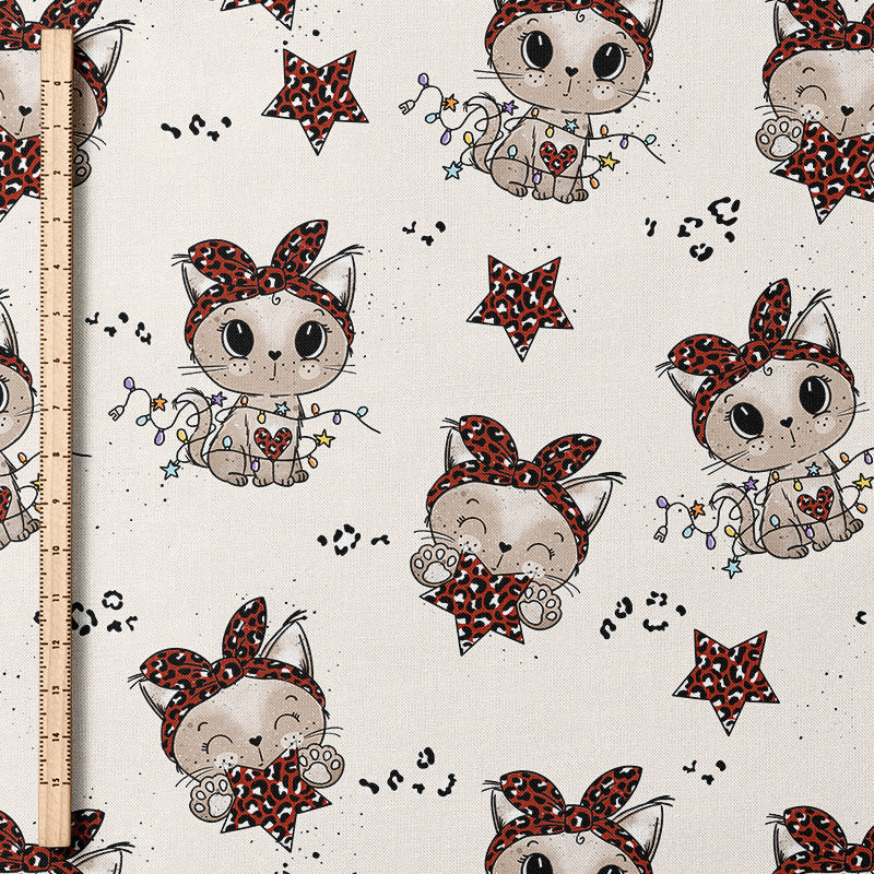 0.5m BIO French Terry Christmas Kitty rot
