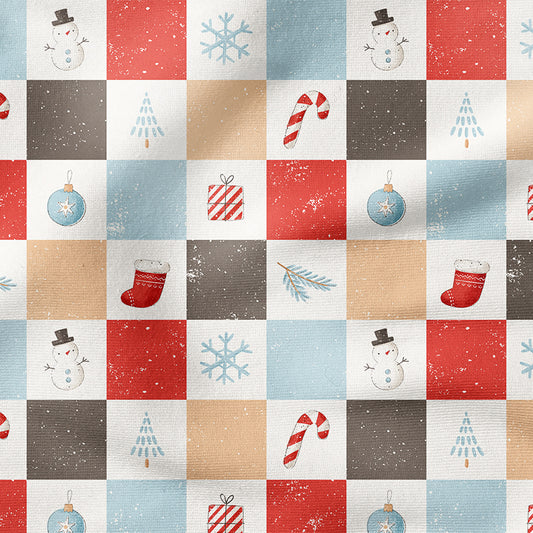 0.5m BIO French Terry Christmas Mood Checkerboard