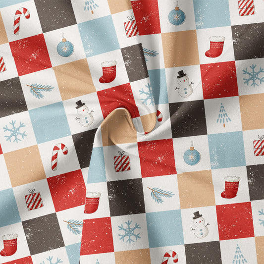 0.5m Biojersey Christmas Mood Checkerboard