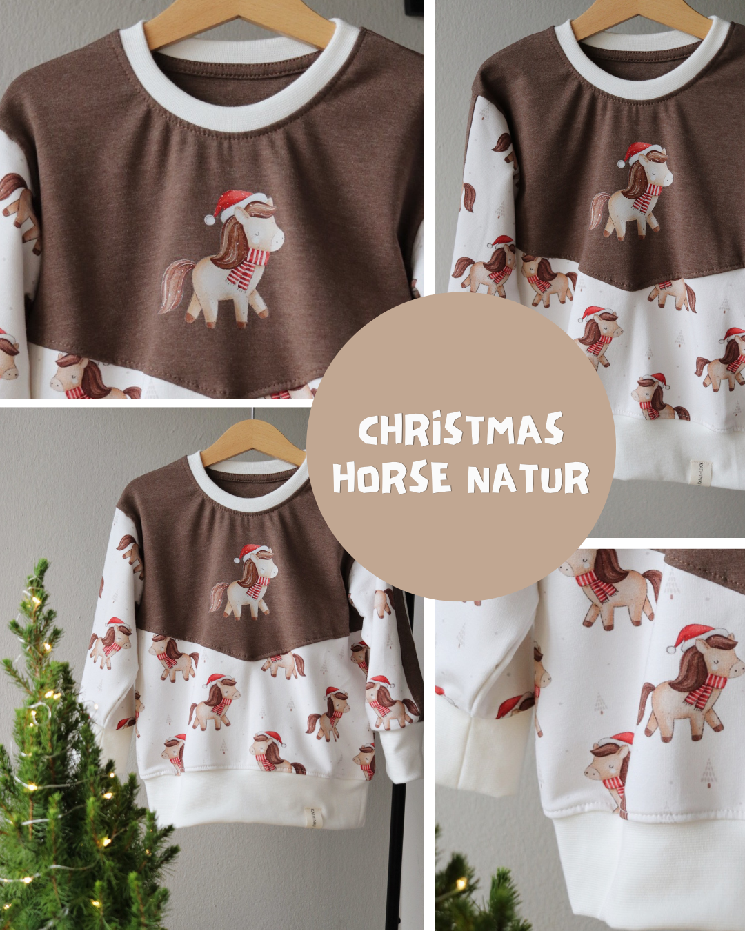 0.5m BIO French Terry Christmas Horse natur
