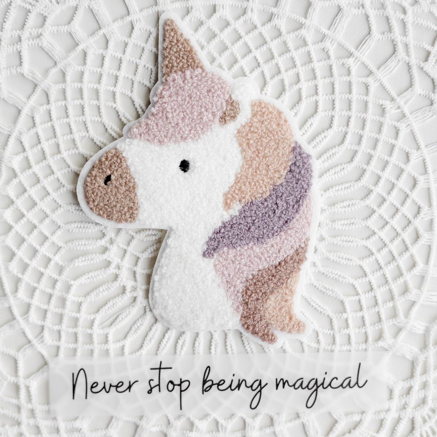Chenille Patch: Einhorn mit Bügelbild