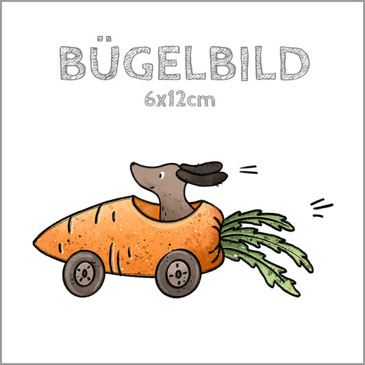 Bügelbild Dackel-Karotten-Express | 6x12cm