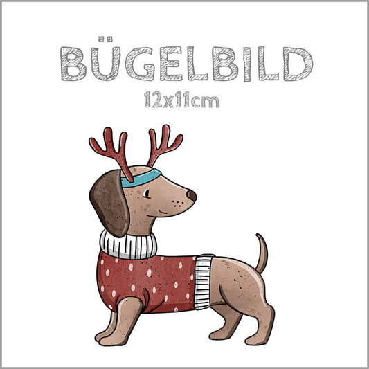 Bügelbild Dackel-Weihnachten | 12x11cm