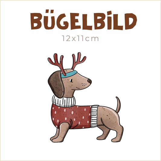 Bügelbild Dackel-Weihnachten | 12x11cm