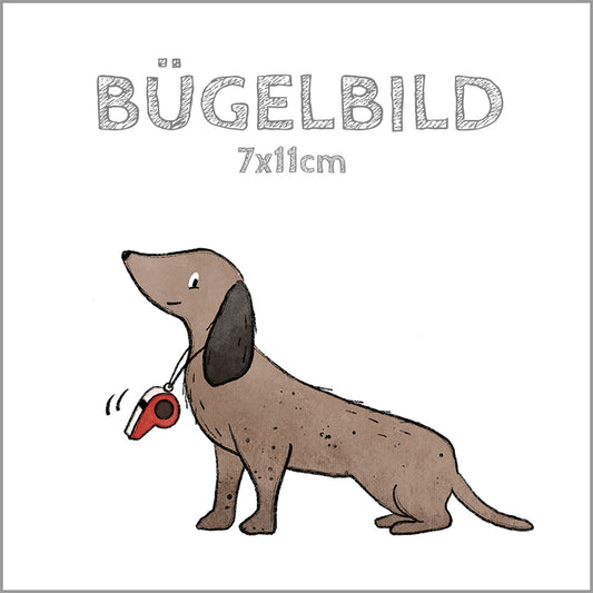 Bügelbild Dackel at the Beach – Pfeife | 7x11cm