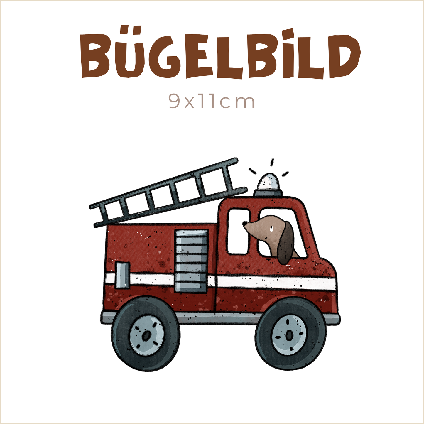 Bügelbild Dackelfeuerwehr seitlich | 9x11cm