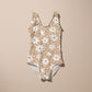 RESTSTÜCK 80cm Bademodestoff Daisy Leo latte