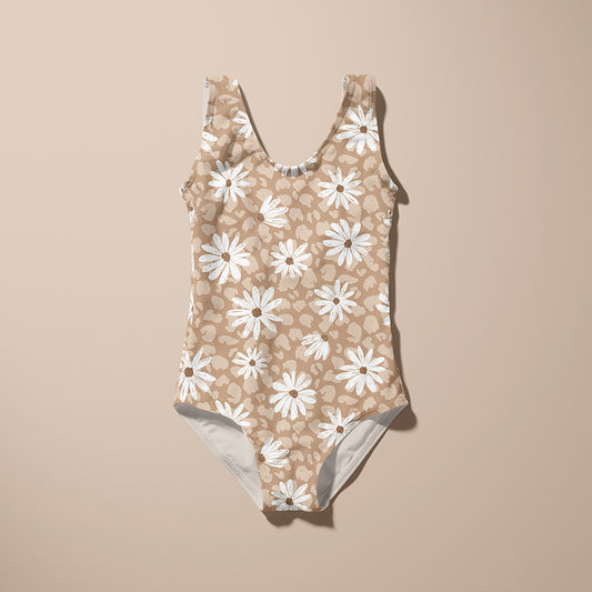 0.5m Bademodestoff Daisy Leo latte