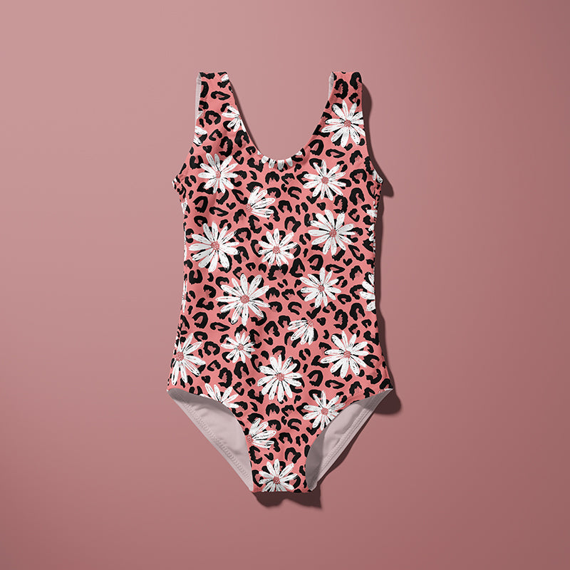 RESTSTÜCK 100cm Bademodestoff Daisy Rose Leopard