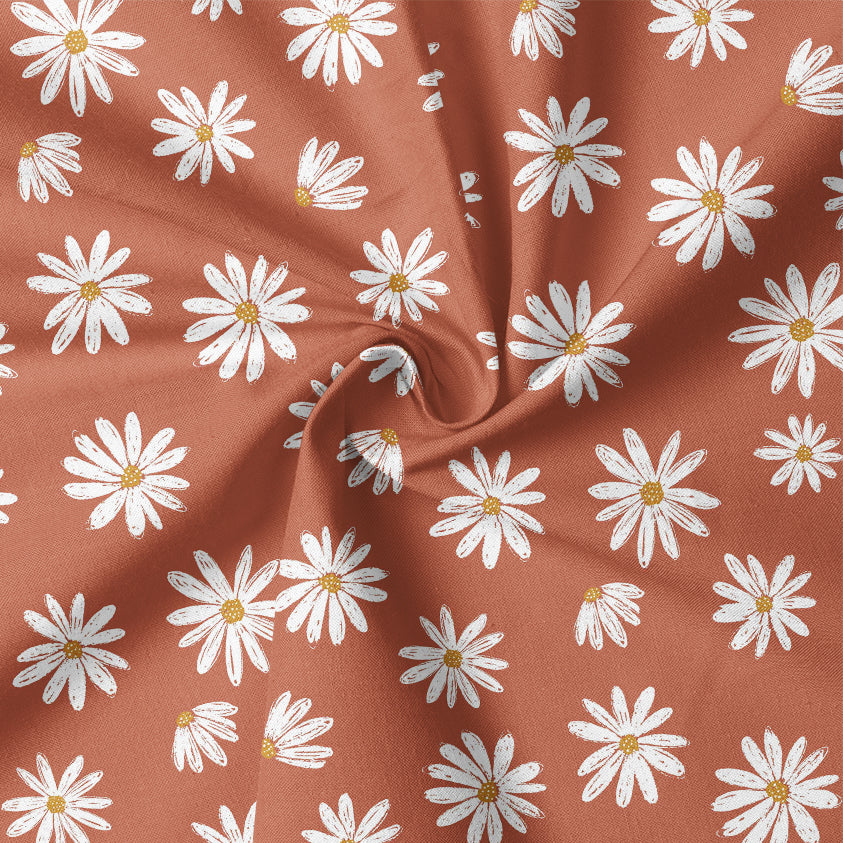 0.5m BIO French Terry Daisy rust
