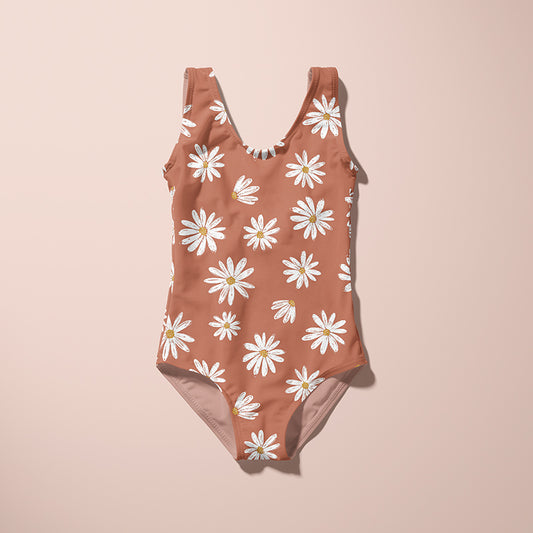 0.5m Bademodestoff Daisy rust