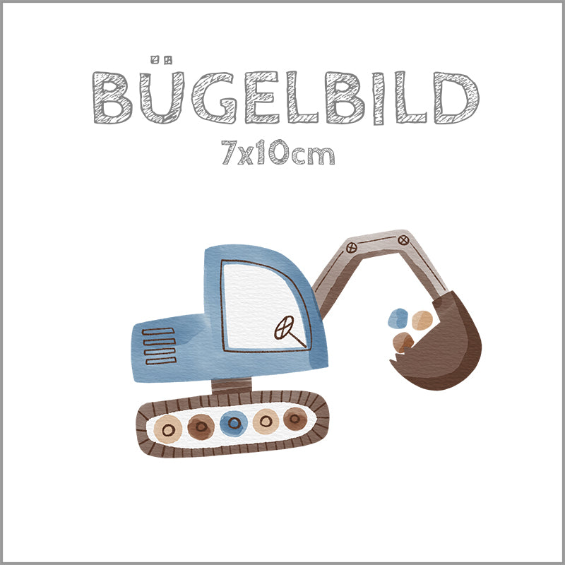 Bügelbild Diggers Time blau | 7x10cm