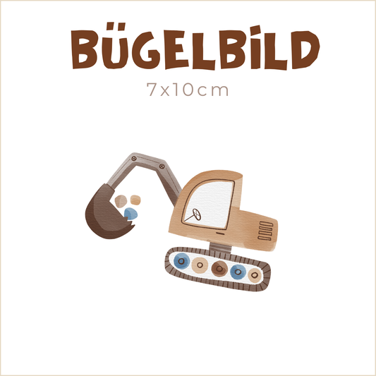 Bügelbild Diggers Time gelb | 7x10cm