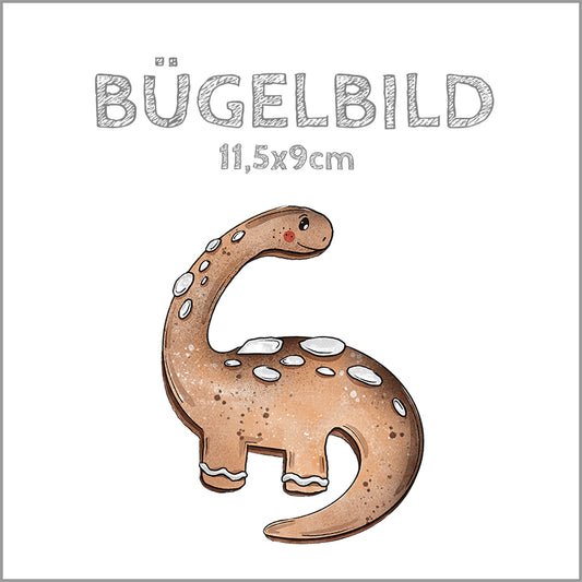 Bügelbild Dino-Lebkuchen: Brachiosaurier | 11,5x9cm