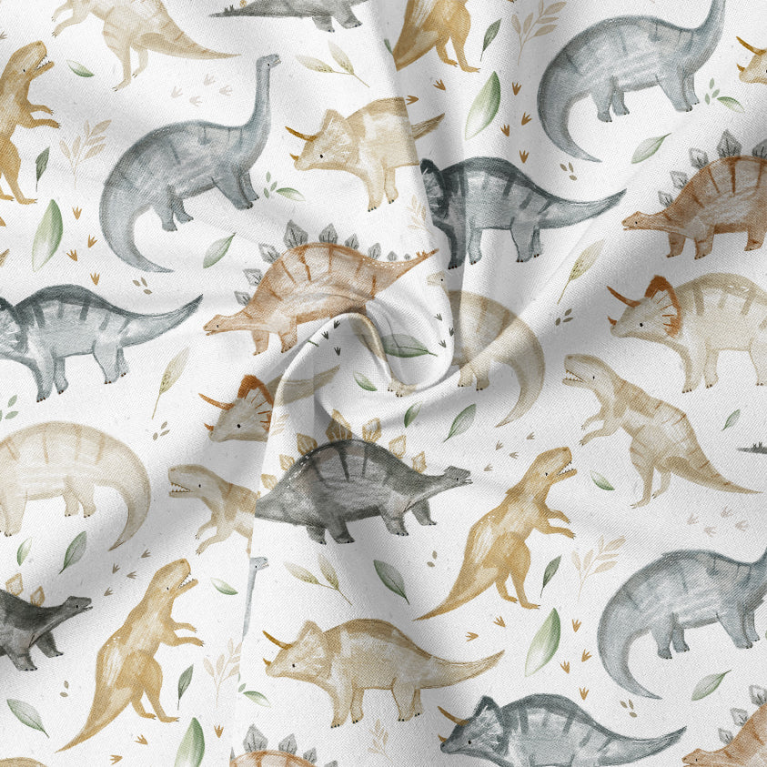 0.5m BIO French Terry Dino Tracks white *VORBESTELLUNG*
