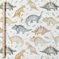 0.5m BIO French Terry Dino Tracks white *VORBESTELLUNG*